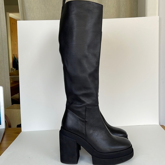 NWOB Paloma Barcelo Yafet Heeled Platform Tall Boots Size 40 Black - Picture 3 of 12